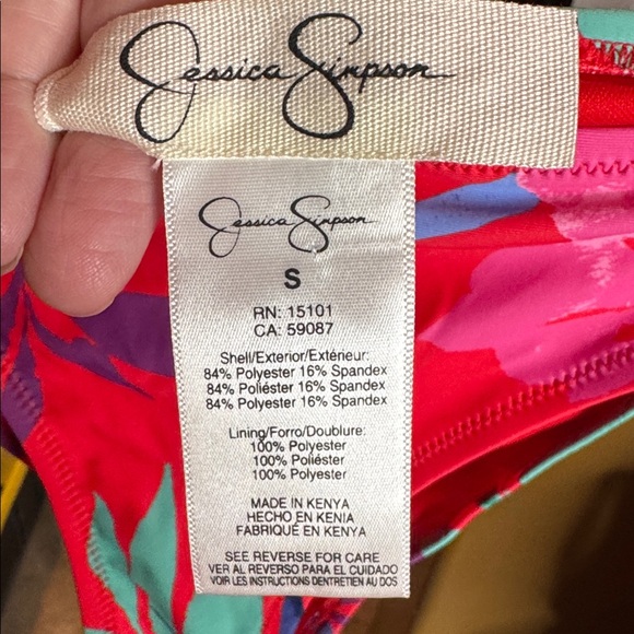NWT Jessica Simpson Pepper Multi Tropical Bikini Set Size Small 2-Piece - Picture 7 of 13